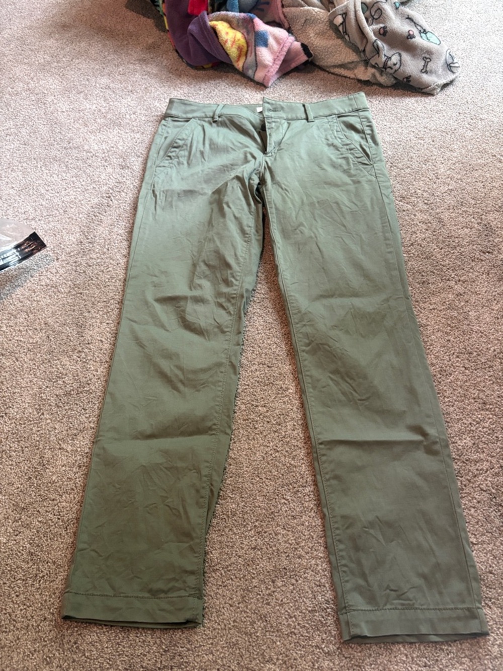 LOFT Green Straight-Leg Chinos